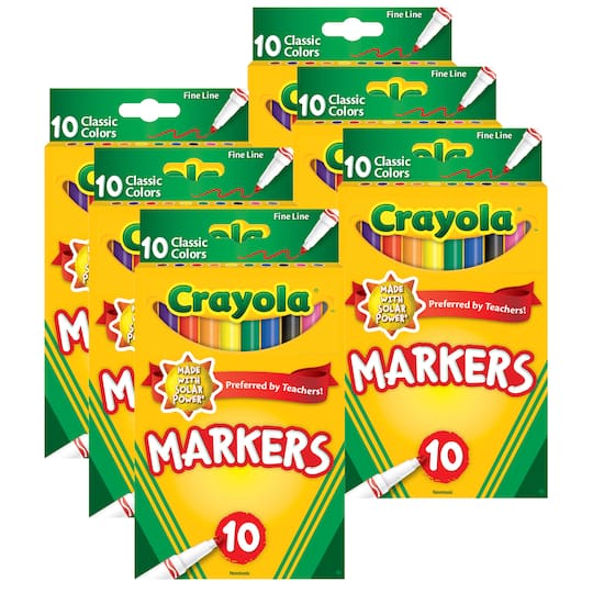 Crayola&#xAE; Classic Colors Fine Line Markers, 6 Packs of 10